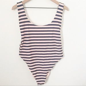 NWT aerie One Piece Striped Swimsuit | Pink Blue